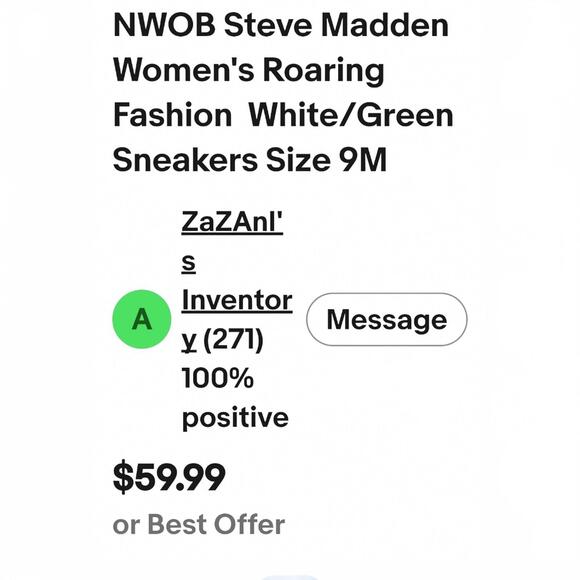 "Steve Madden"Sz.8 ROARING White, Light Gray & Green Low-Top Sneakers.Great Cond - Picture 2 of 16